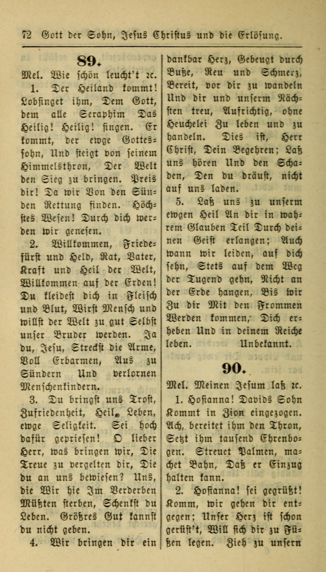 Gesangbuch der Evangelischen Kirche: herausgegeben von der Deutschen Evangelischen Synode von Nord-Amerika page 72