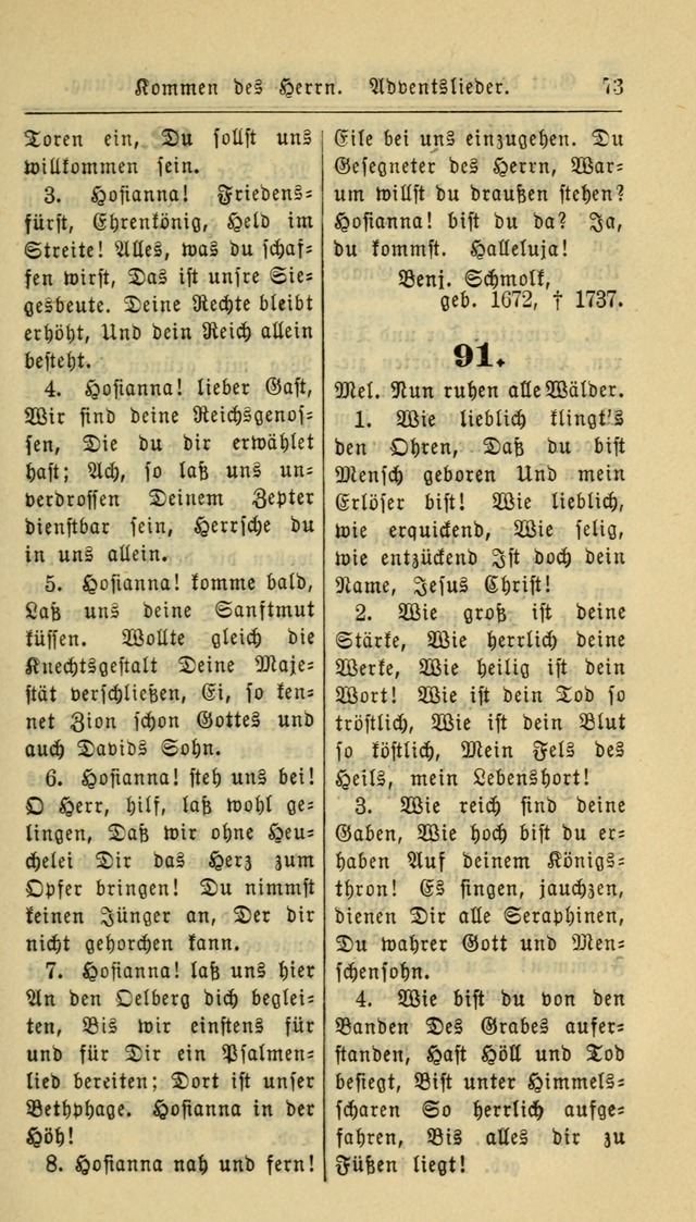 Gesangbuch der Evangelischen Kirche: herausgegeben von der Deutschen Evangelischen Synode von Nord-Amerika page 73