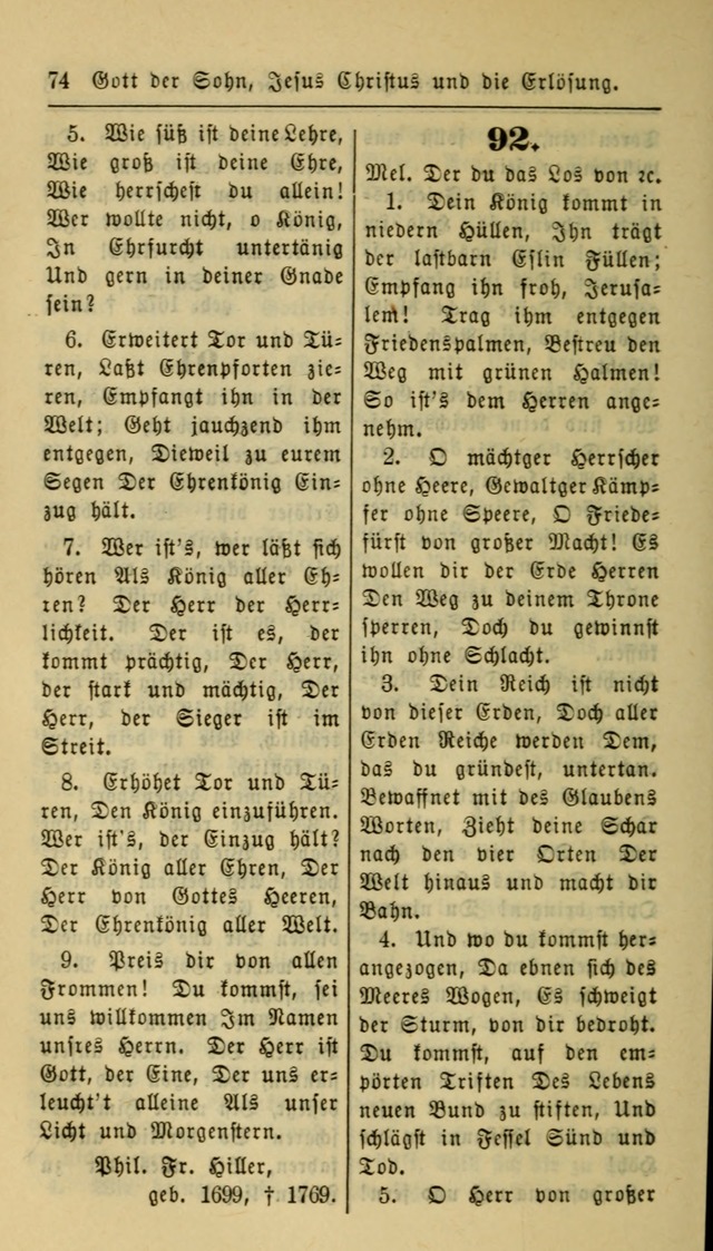 Gesangbuch der Evangelischen Kirche: herausgegeben von der Deutschen Evangelischen Synode von Nord-Amerika page 74