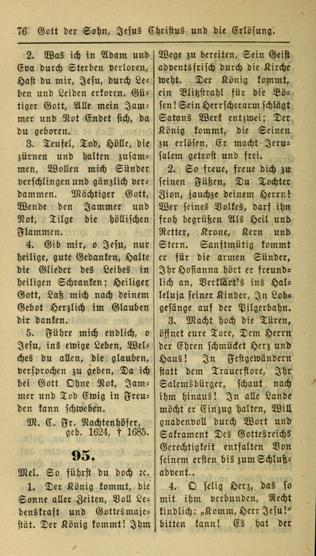 Gesangbuch der Evangelischen Kirche: herausgegeben von der Deutschen Evangelischen Synode von Nord-Amerika page 76