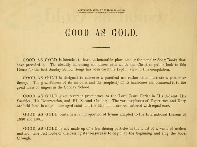 Good as Gold: A New Collection of Sunday School Songs page vi