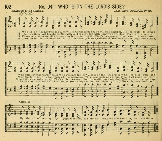 Grace and Glory: a choice collection of sacred songs, original and selected, for Sabbath-schools, revivals, etc. page 102