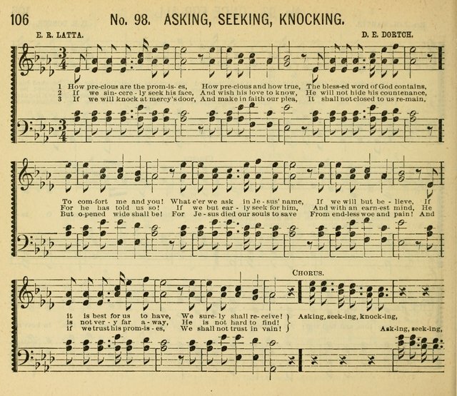 Grace and Glory: a choice collection of sacred songs, original and selected, for Sabbath-schools, revivals, etc. page 106