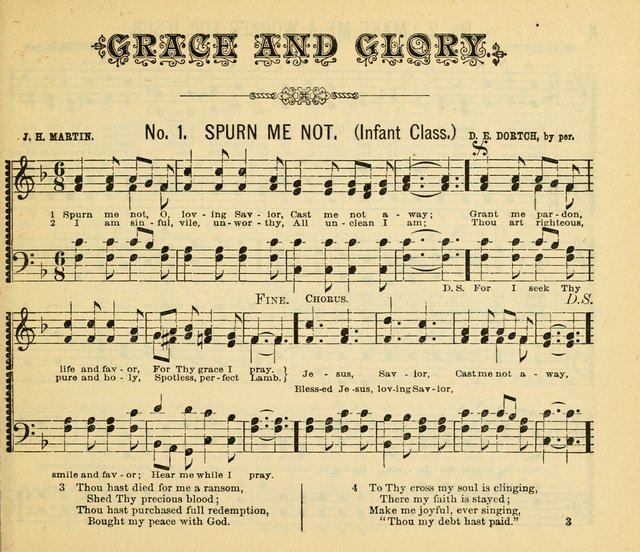 Grace and Glory: a choice collection of sacred songs, original and selected, for Sabbath-schools, revivals, etc. page 3