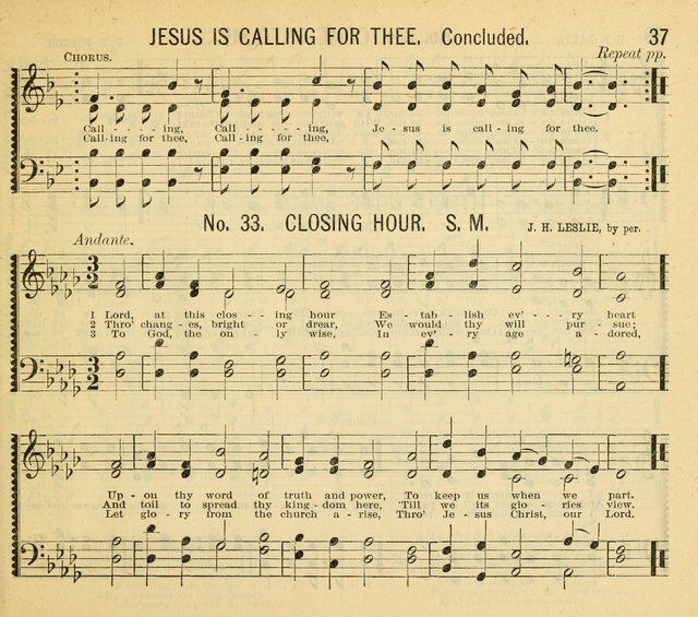 Grace and Glory: a choice collection of sacred songs, original and selected, for Sabbath-schools, revivals, etc. page 37