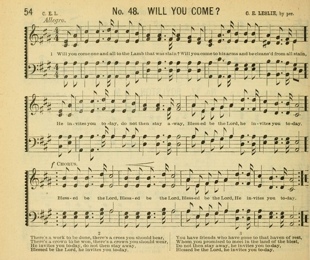 Grace and Glory: a choice collection of sacred songs, original and selected, for Sabbath-schools, revivals, etc. page 54