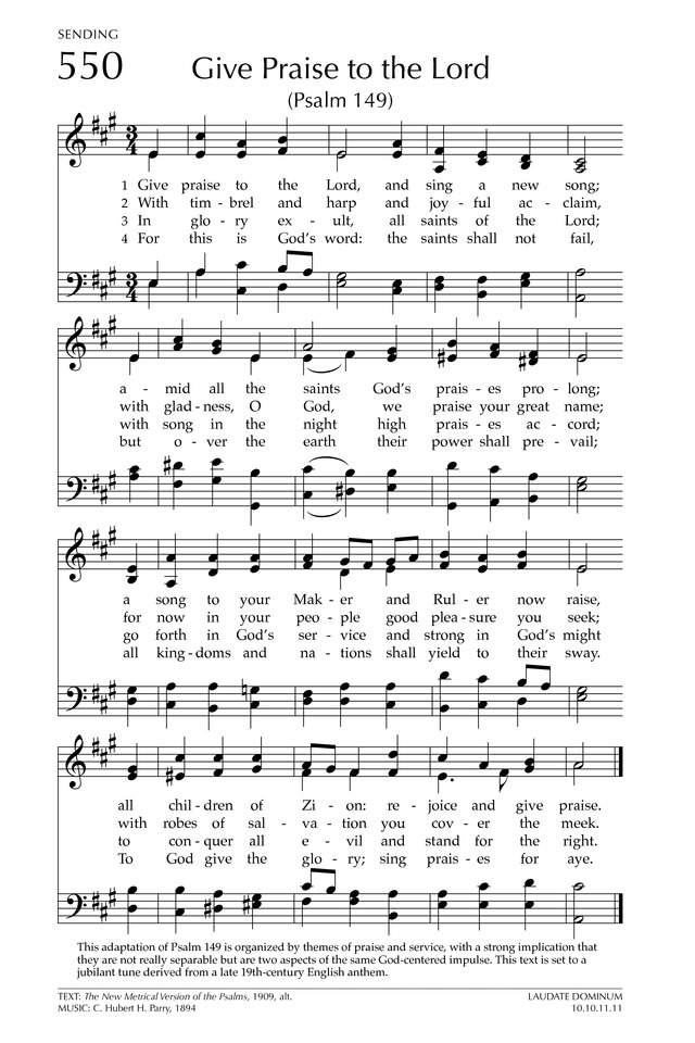 Glory to God: the Presbyterian Hymnal page 700