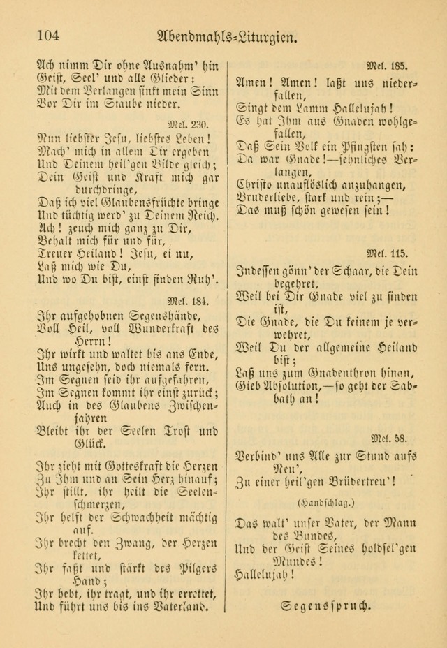 Gesangbuch der Evangelischen Brüdergemeinen in Nord Amerika (Neue vermehrte Aufl.) page 104