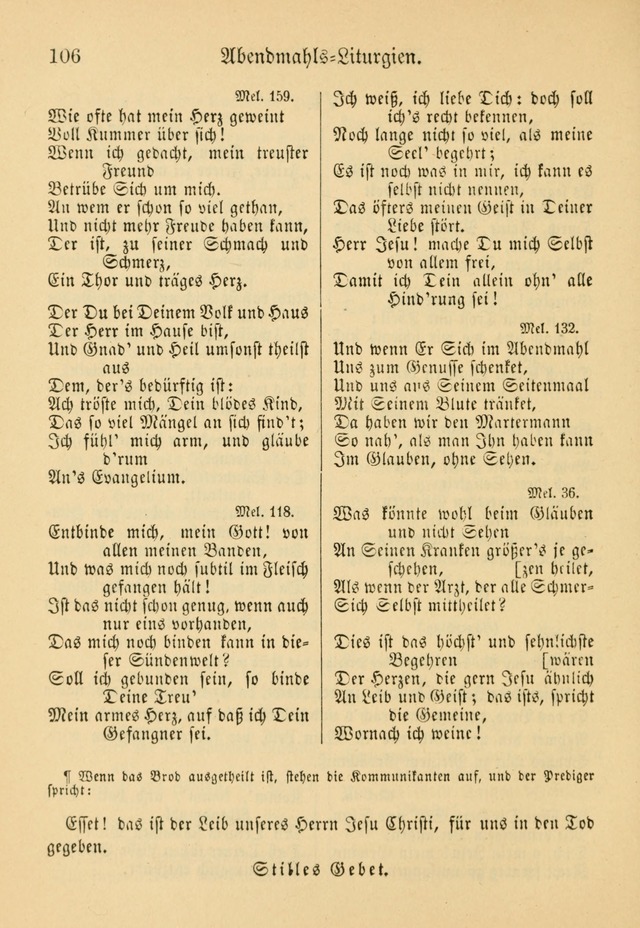 Gesangbuch der Evangelischen Brüdergemeinen in Nord Amerika (Neue vermehrte Aufl.) page 106