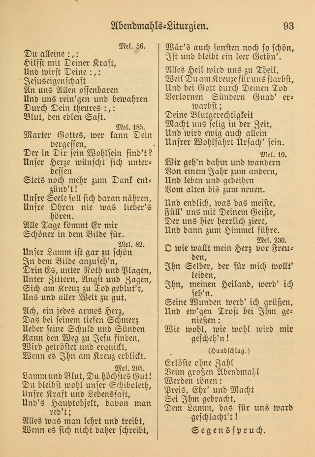 Gesangbuch der Evangelischen Brüdergemeinen in Nord Amerika (Neue vermehrte Aufl.) page 93