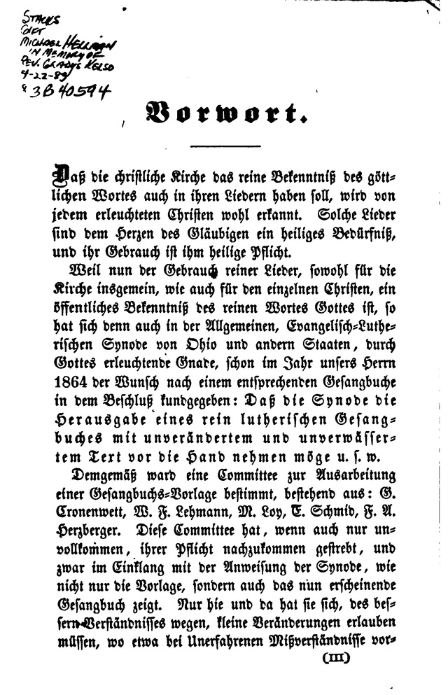 Gesangbuch für Gemeinden des Evangelisch-Lutherischen Bekenntnisses  page ix