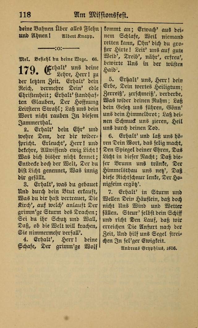 Gesangbuch für Gemeinden des Evangelisch-Lutherischen Bekenntnisses (14th ed.) page 118