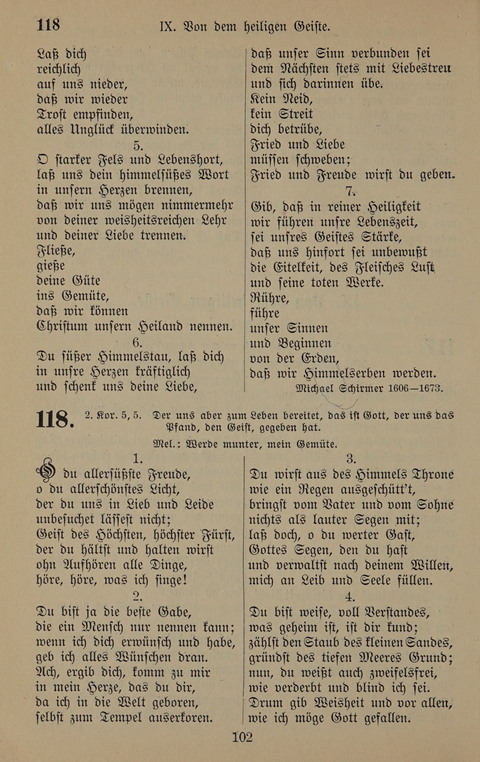 Gesangbuch: zum gottesdienstlichen und häuslichen Gebrauch in Evangelischen Mennoniten-Gemeinden (3rd ed.) page 102