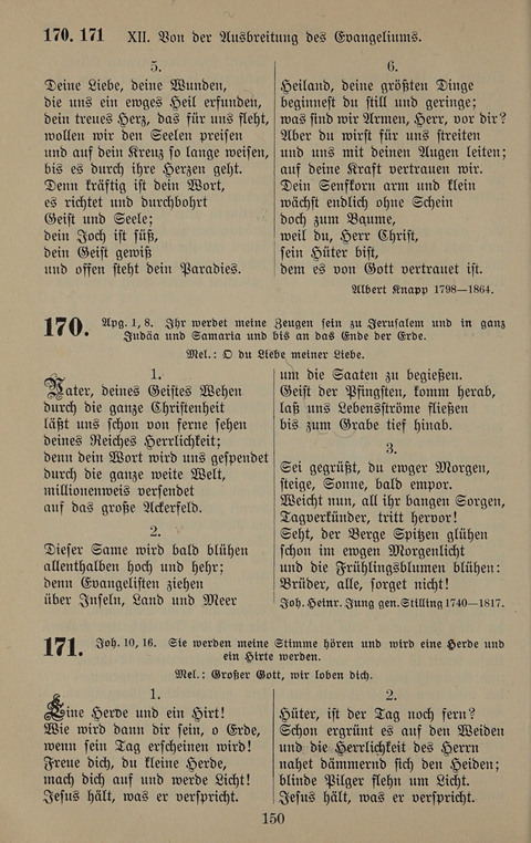 Gesangbuch: zum gottesdienstlichen und häuslichen Gebrauch in Evangelischen Mennoniten-Gemeinden (3rd ed.) page 150