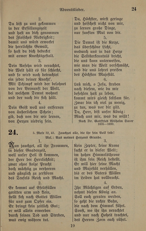 Gesangbuch: zum gottesdienstlichen und häuslichen Gebrauch in Evangelischen Mennoniten-Gemeinden (3rd ed.) page 19