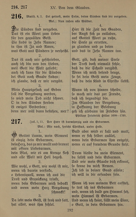 Gesangbuch: zum gottesdienstlichen und häuslichen Gebrauch in Evangelischen Mennoniten-Gemeinden (3rd ed.) page 192