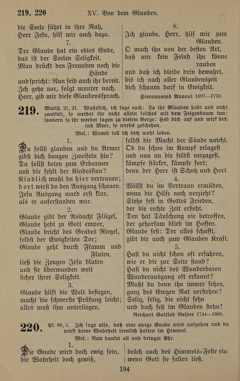 Gesangbuch: zum gottesdienstlichen und häuslichen Gebrauch in Evangelischen Mennoniten-Gemeinden (3rd ed.) page 194