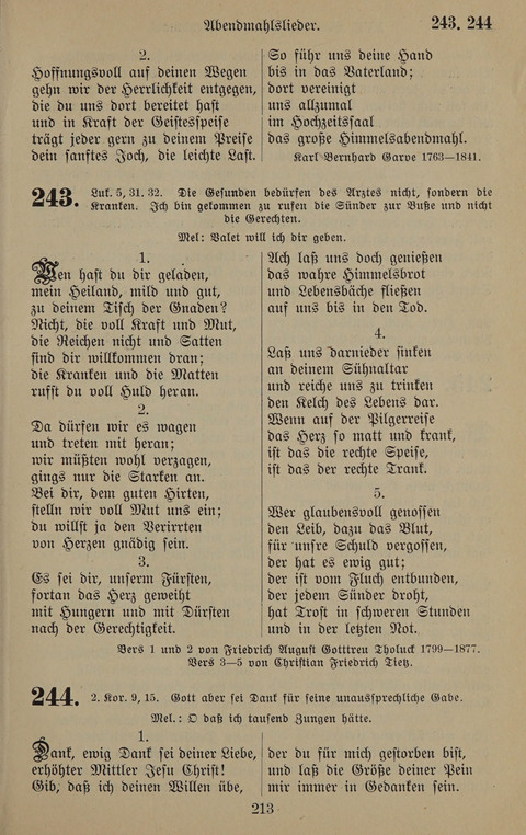 Gesangbuch: zum gottesdienstlichen und häuslichen Gebrauch in Evangelischen Mennoniten-Gemeinden (3rd ed.) page 213