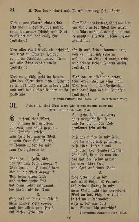 Gesangbuch: zum gottesdienstlichen und häuslichen Gebrauch in Evangelischen Mennoniten-Gemeinden (3rd ed.) page 26