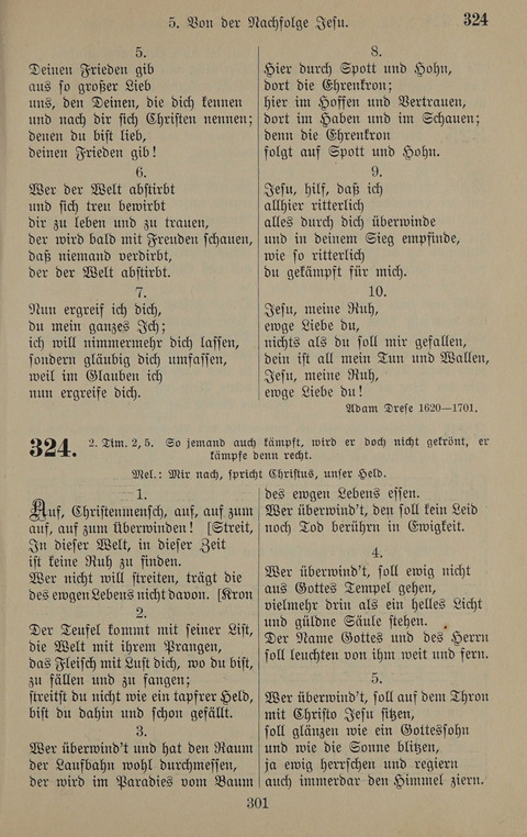 Gesangbuch: zum gottesdienstlichen und häuslichen Gebrauch in Evangelischen Mennoniten-Gemeinden (3rd ed.) page 301