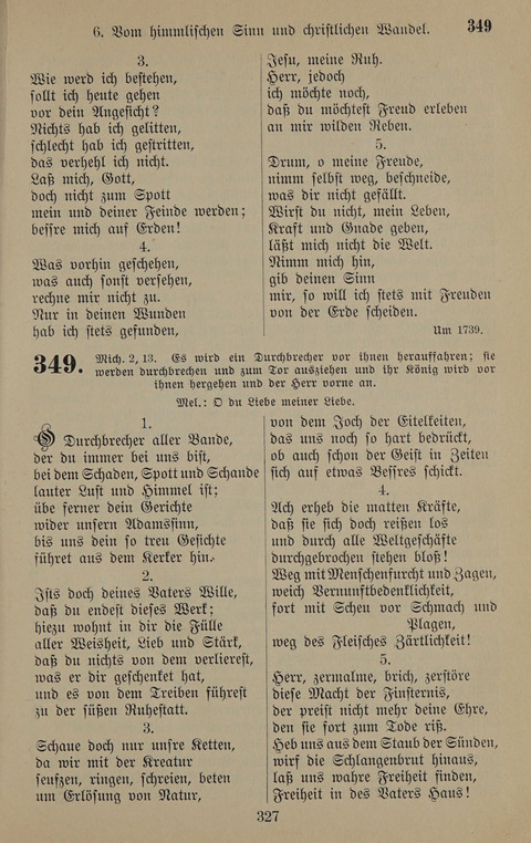 Gesangbuch: zum gottesdienstlichen und häuslichen Gebrauch in Evangelischen Mennoniten-Gemeinden (3rd ed.) page 327