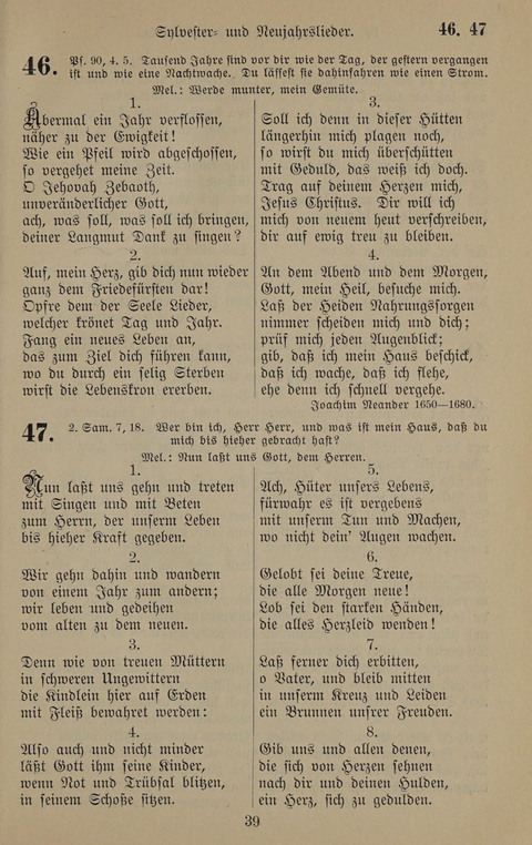 Gesangbuch: zum gottesdienstlichen und häuslichen Gebrauch in Evangelischen Mennoniten-Gemeinden (3rd ed.) page 39