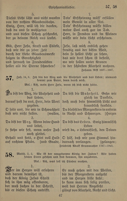 Gesangbuch: zum gottesdienstlichen und häuslichen Gebrauch in Evangelischen Mennoniten-Gemeinden (3rd ed.) page 47