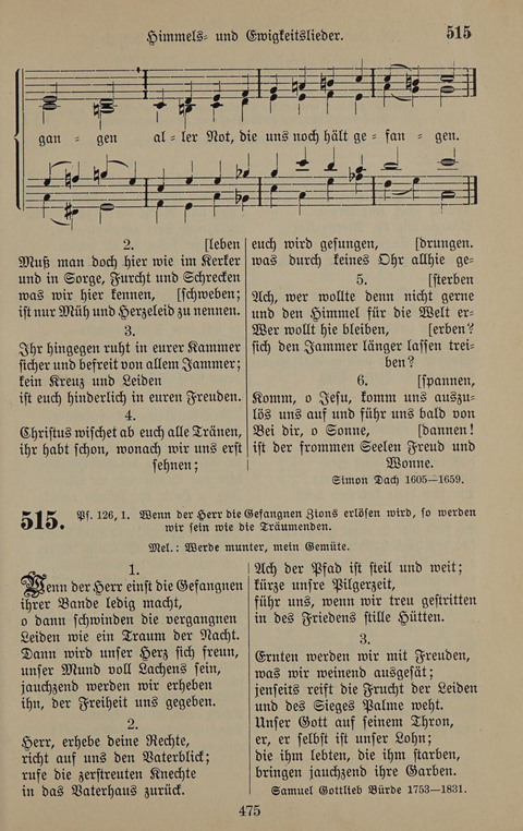 Gesangbuch: zum gottesdienstlichen und häuslichen Gebrauch in Evangelischen Mennoniten-Gemeinden (3rd ed.) page 475