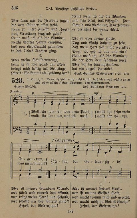 Gesangbuch: zum gottesdienstlichen und häuslichen Gebrauch in Evangelischen Mennoniten-Gemeinden (3rd ed.) page 482