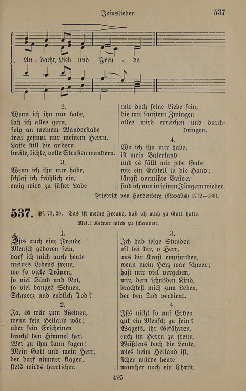 Gesangbuch: zum gottesdienstlichen und häuslichen Gebrauch in Evangelischen Mennoniten-Gemeinden (3rd ed.) page 495