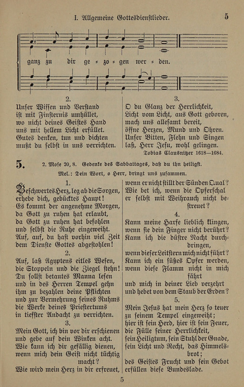 Gesangbuch: zum gottesdienstlichen und häuslichen Gebrauch in Evangelischen Mennoniten-Gemeinden (3rd ed.) page 5