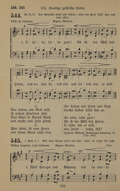 Gesangbuch: zum gottesdienstlichen und häuslichen Gebrauch in Evangelischen Mennoniten-Gemeinden (3rd ed.) page 502