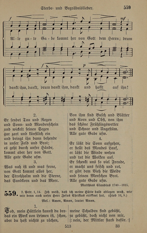 Gesangbuch: zum gottesdienstlichen und häuslichen Gebrauch in Evangelischen Mennoniten-Gemeinden (3rd ed.) page 513