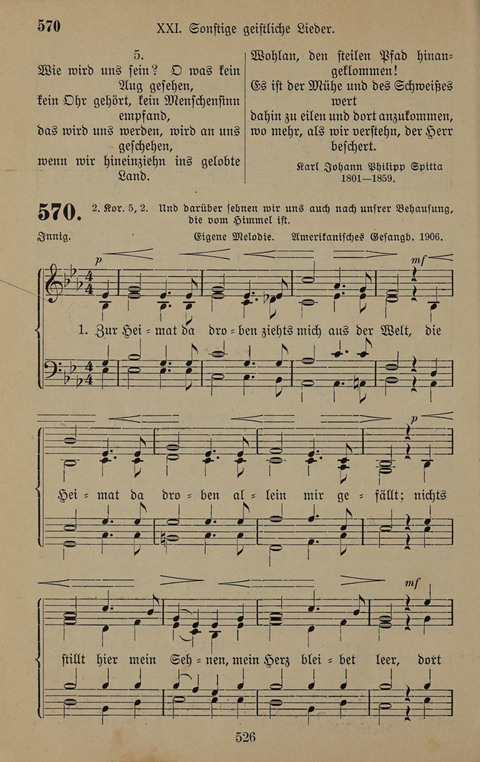 Gesangbuch: zum gottesdienstlichen und häuslichen Gebrauch in Evangelischen Mennoniten-Gemeinden (3rd ed.) page 526