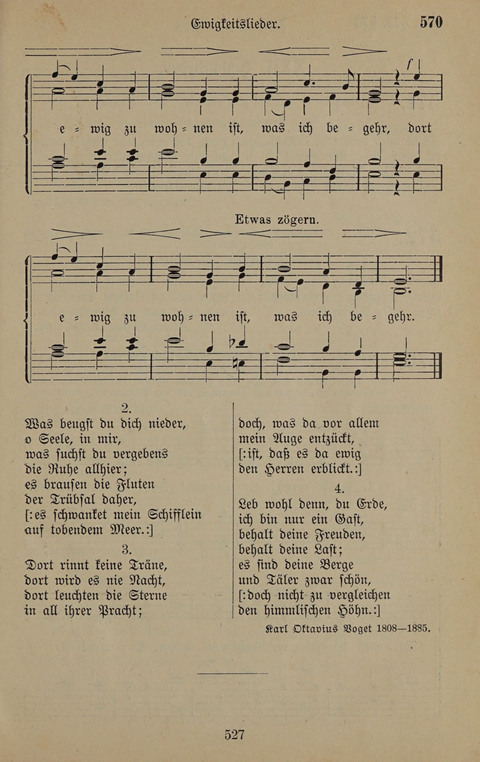 Gesangbuch: zum gottesdienstlichen und häuslichen Gebrauch in Evangelischen Mennoniten-Gemeinden (3rd ed.) page 527