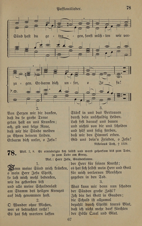 Gesangbuch: zum gottesdienstlichen und häuslichen Gebrauch in Evangelischen Mennoniten-Gemeinden (3rd ed.) page 67