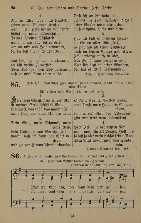 Gesangbuch: zum gottesdienstlichen und häuslichen Gebrauch in Evangelischen Mennoniten-Gemeinden (3rd ed.) page 74