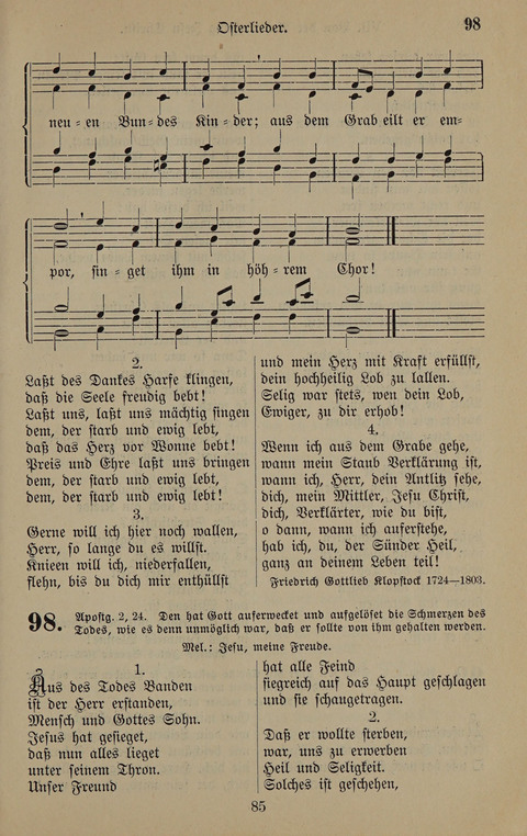 Gesangbuch: zum gottesdienstlichen und häuslichen Gebrauch in Evangelischen Mennoniten-Gemeinden (3rd ed.) page 85