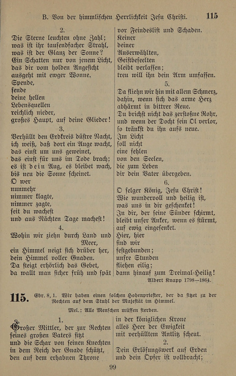 Gesangbuch: zum gottesdienstlichen und häuslichen Gebrauch in Evangelischen Mennoniten-Gemeinden (3rd ed.) page 99