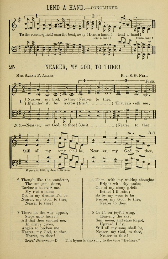 Gospel Hosannas: A Choice Collection of Hymns and Tunes for use in Evangelistic, Brotherhood and Mission Meetings, Sunday School, Etc. page 25