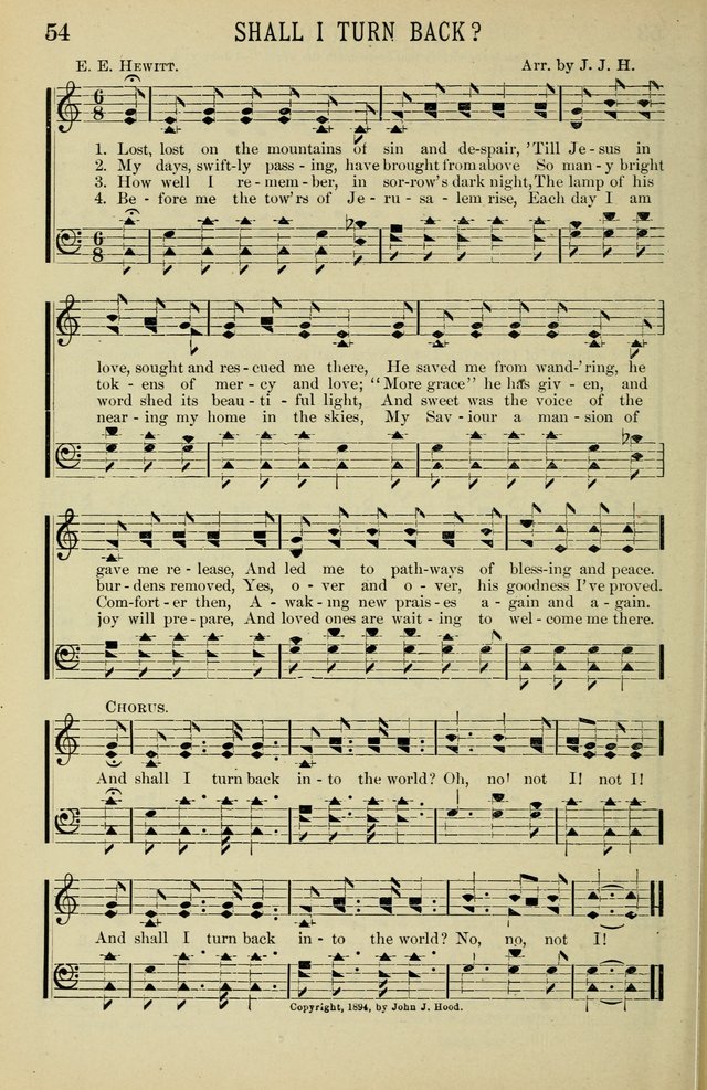 Gospel Hosannas: A Choice Collection of Hymns and Tunes for use in Evangelistic, Brotherhood and Mission Meetings, Sunday School, Etc. page 54