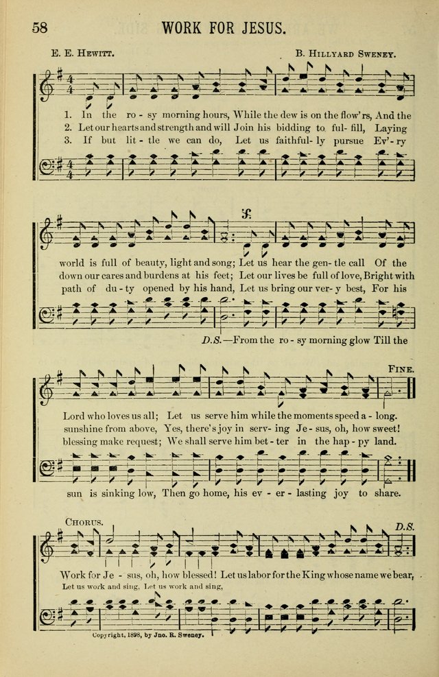 Gospel Hosannas: A Choice Collection of Hymns and Tunes for use in Evangelistic, Brotherhood and Mission Meetings, Sunday School, Etc. page 58