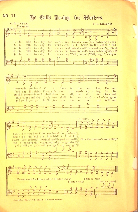 Glad Hosannas: a winnowed collection of new and old songs for Christian work and worship page 14