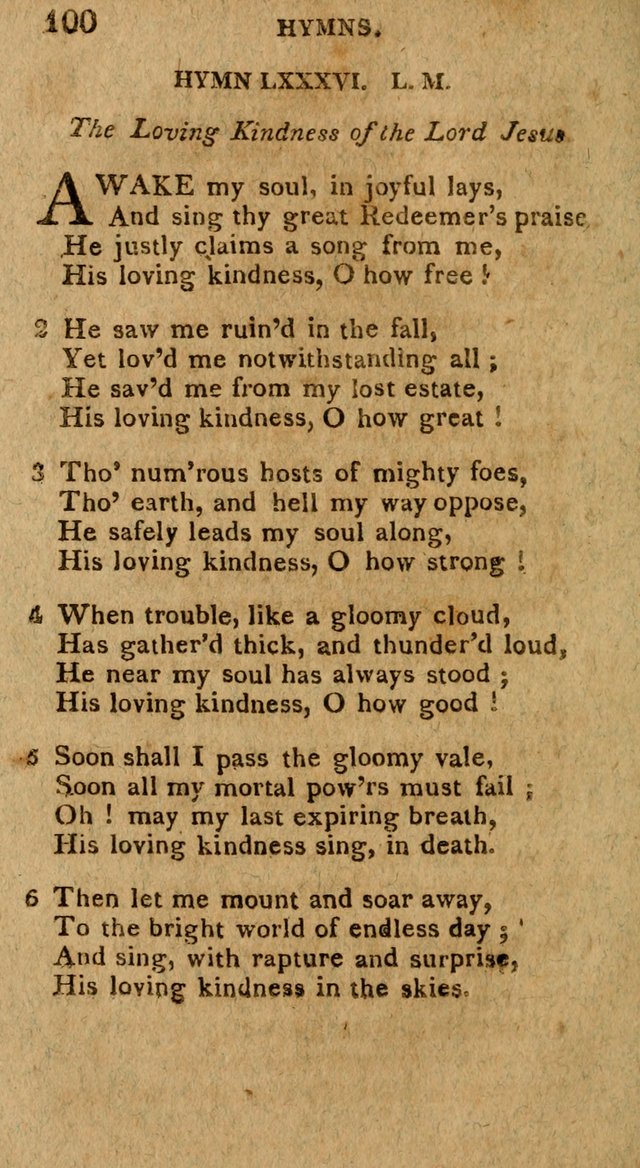 The Gospel Hymn Book: being a selection of hymns, composed by different authors designed for the use of the church universal and adapted to public and private devotion page 100