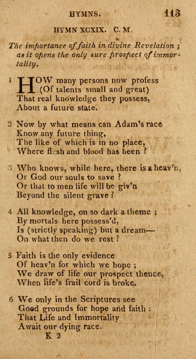 The Gospel Hymn Book: being a selection of hymns, composed by different authors designed for the use of the church universal and adapted to public and private devotion page 113