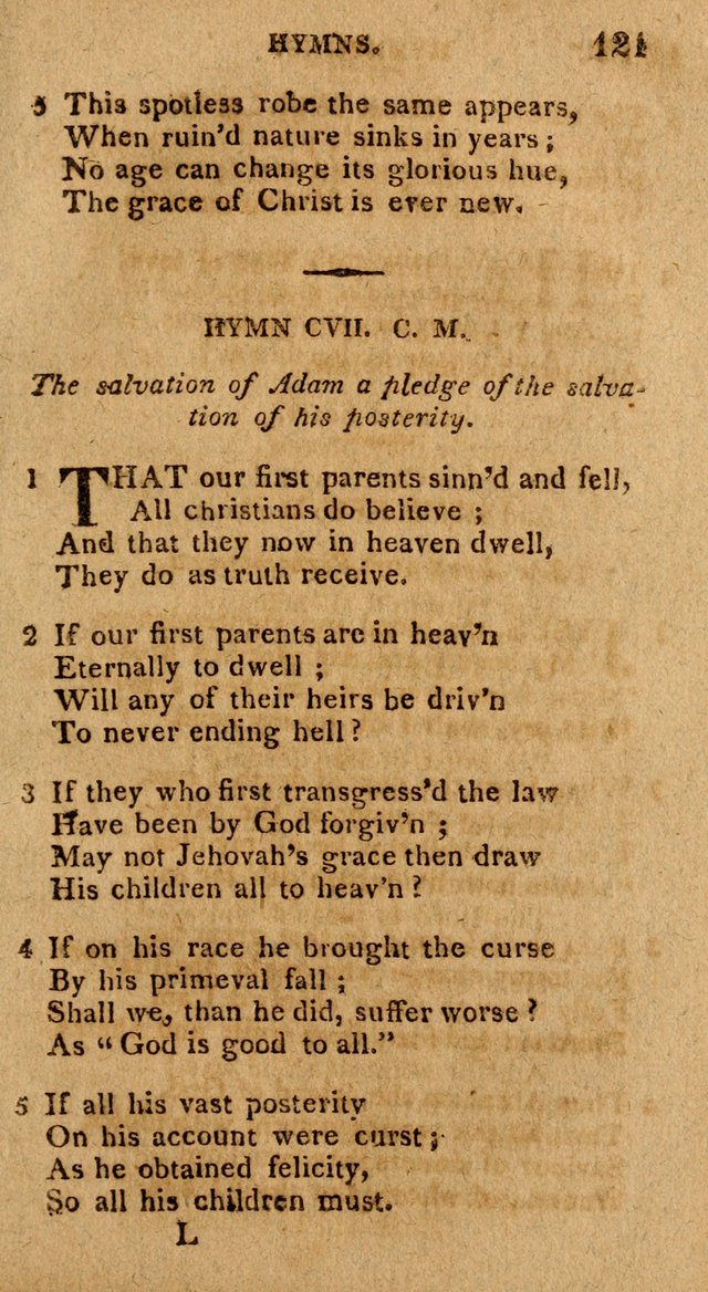 The Gospel Hymn Book: being a selection of hymns, composed by different authors designed for the use of the church universal and adapted to public and private devotion page 121