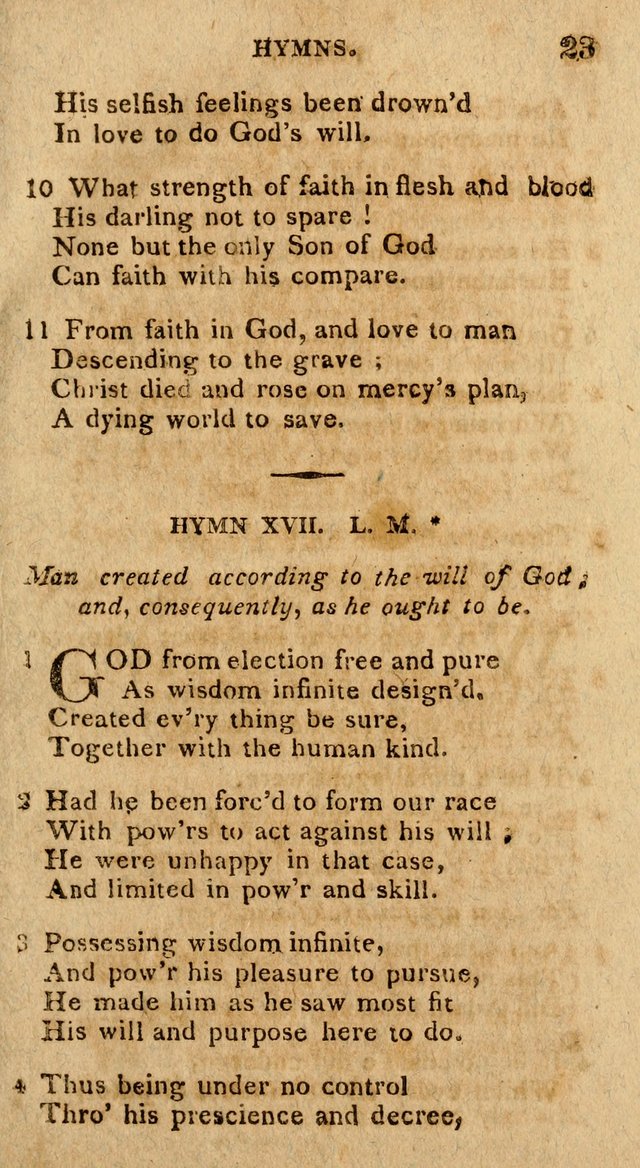 The Gospel Hymn Book: being a selection of hymns, composed by different authors designed for the use of the church universal and adapted to public and private devotion page 23