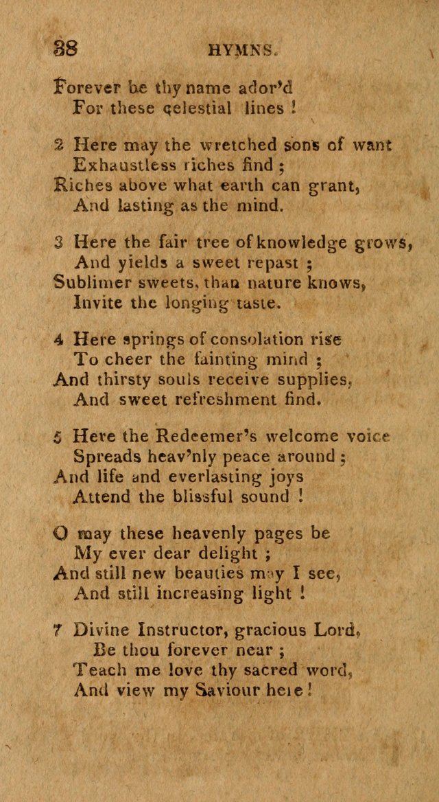 The Gospel Hymn Book: being a selection of hymns, composed by different authors designed for the use of the church universal and adapted to public and private devotion page 38