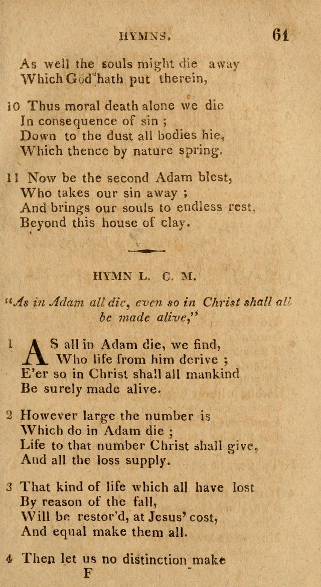 The Gospel Hymn Book: being a selection of hymns, composed by different authors designed for the use of the church universal and adapted to public and private devotion page 61