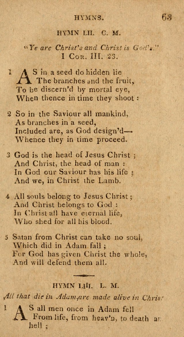 The Gospel Hymn Book: being a selection of hymns, composed by different authors designed for the use of the church universal and adapted to public and private devotion page 63